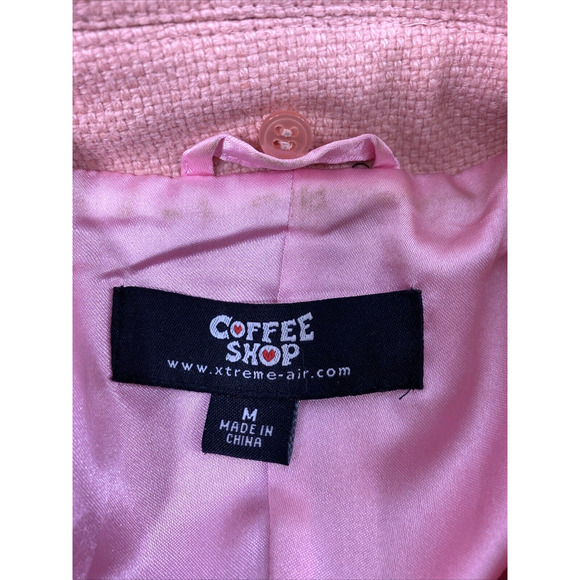Vintage Coffee Shop Coat Womens Medium Pink Wool Blend Removable Faux Fur Collar - Picture 3 of 16